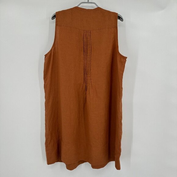 Quince Terracotta Orange Linen Sleeveless Swing Mini Dress sz S Women's NWT - Picture 4 of 6